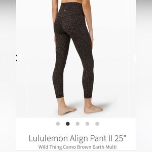 BNWOT Lululemon Align Wild Thing Camo Brown size 6